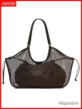 Large Mesh Hobo Bag for Women with Inner Pouch, Summer Beach Vacation Tote